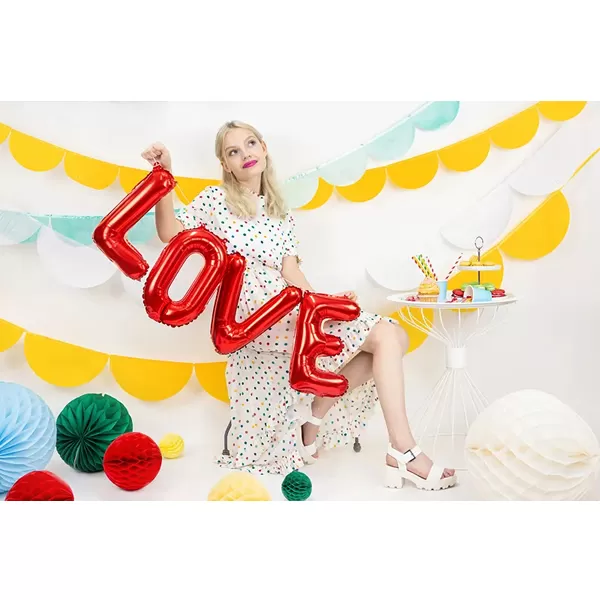 LOVE felirat, fólia lufi, 140 X 35cm, piros
