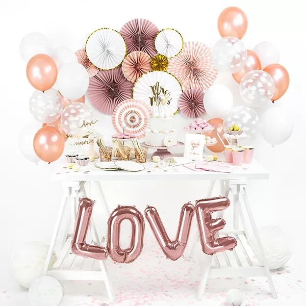 LOVE felirat, fólia lufi, 140 X 35cm, rosegold
