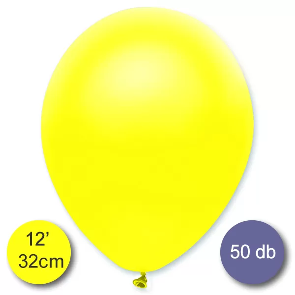 Lufi (metál) citrom sárga, 32cm, 50 db/cs