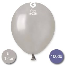 Lufi (metál) ezüst, 13cm, gömb, 100 db/cs (AM50)