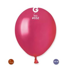 Lufi (metál) piros, 13cm, gömb, 100 db/cs (AM50/32)