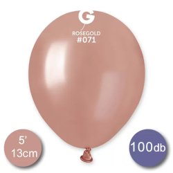 Lufi (metál) rose gold, 13cm, gömb, 100 db/cs