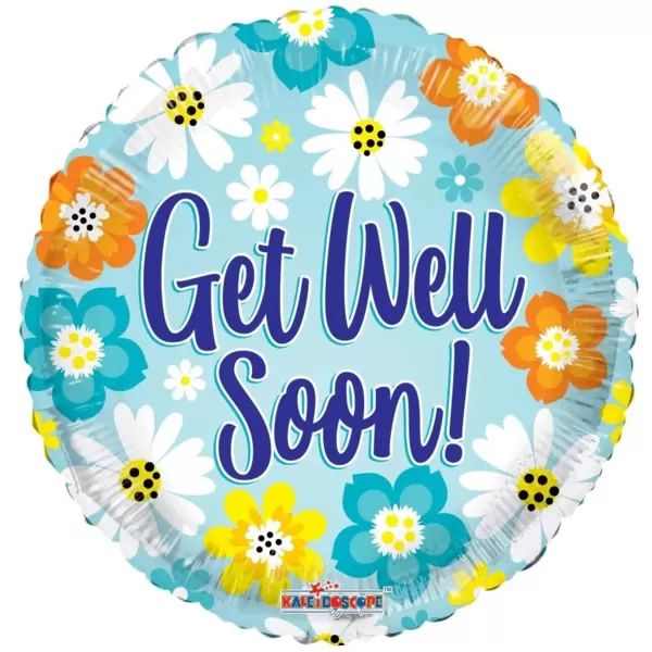 Lufi fólia, Get Well soon  felirattal, világos kék, 46 cm