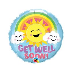 Lufi fólia, Get Well Soon felirattal, világos kék, 46 cm