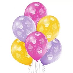 Lufi latex, muffinok, 30 cm, 6 db/cs