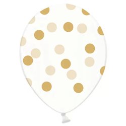 Lufi, átlátszó, arany pöttyös, 30cm, 5 db/cs