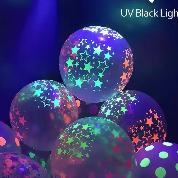 Lufi, átlátszó, csillagos UV fényben világít, 10 db/cs