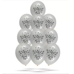 Lufi, esküvőre, átlátszó, arany mintával 30 cm 10 db/cs