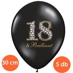 Lufi, évszámos (18), metál,  5 db/cs/fekete, gyémánt