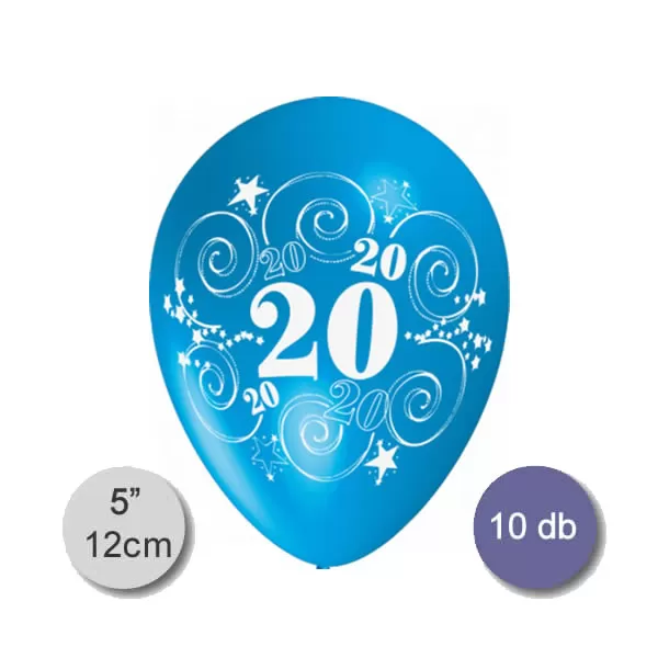 Lufi, évszámos (20), pasztel, d12, 10 db/cs/vegyes színekben