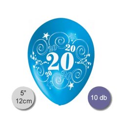 Lufi, évszámos (20), pasztel, d12, 10 db/cs/vegyes színekben