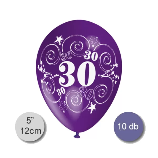 Lufi, évszámos (30), pasztel, d12, 10 db/cs/vegyes színekben