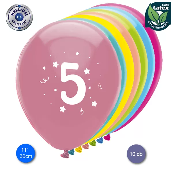 Lufi, évszámos (5),  10 db/cs/vegyes színekben