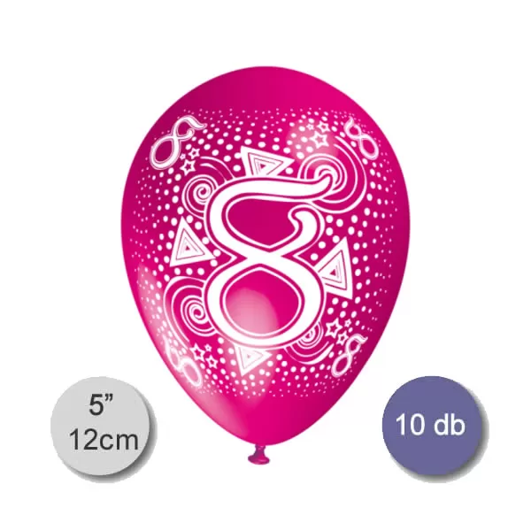 Lufi, évszámos (8), pasztel, d12, 10 db/cs/vegyes színekben