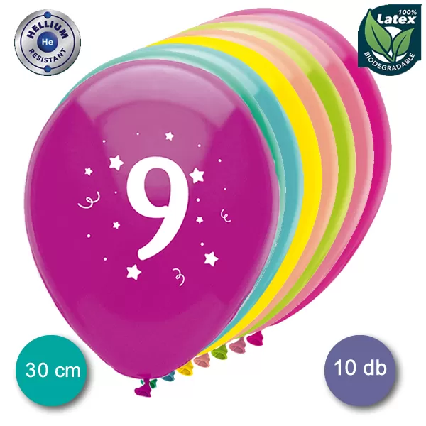 Lufi, évszámos (9),  10 db/cs/vegyes színekben