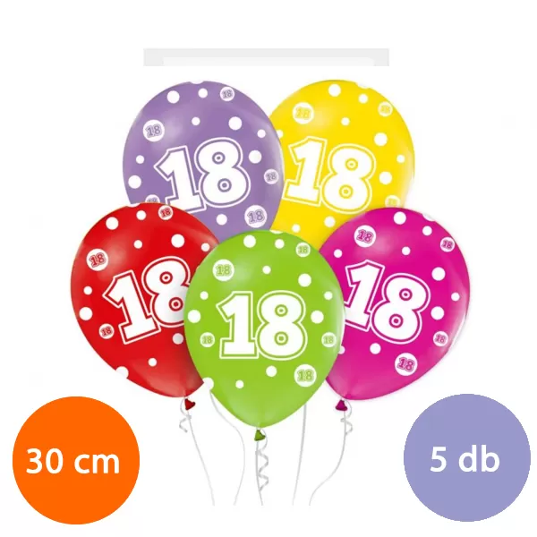 Lufi, évszámos pöttyös (18) 5 db/csomag/vegyes színekben