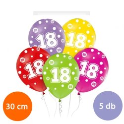 Lufi, évszámos pöttyös (18) 5 db/csomag/vegyes színekben