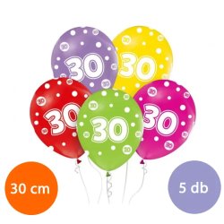 Lufi, évszámos pöttyös (30) 5 db/csomag/vegyes színekben