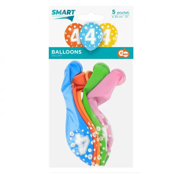 Lufi, évszámos pöttyös (4) 5 db/csomag/vegyes színekben