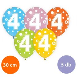 Lufi, évszámos pöttyös (4) 5 db/csomag/vegyes színekben