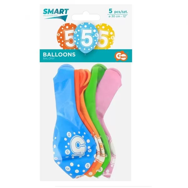 Lufi, évszámos pöttyös (5) 5 db/csomag/vegyes színekben