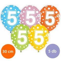 Lufi, évszámos pöttyös (5) 5 db/csomag/vegyes színekben
