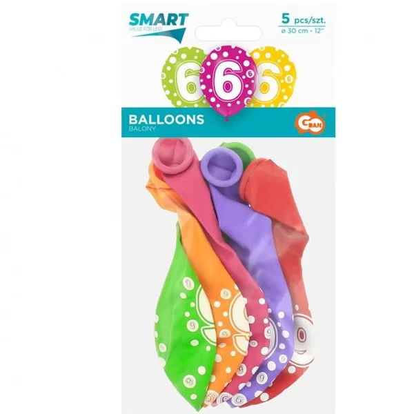 Lufi, évszámos pöttyös (6) 5 db/csomag/vegyes színekben