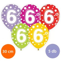 Lufi, évszámos pöttyös (6) 5 db/csomag/vegyes színekben