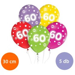 Lufi, évszámos pöttyös (60) 5 db/csomag/vegyes színekben