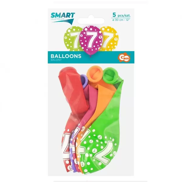 Lufi, évszámos pöttyös (7) 5 db/csomag/vegyes színekben