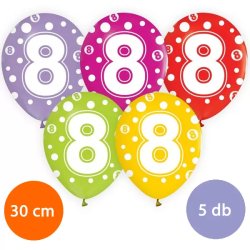 Lufi, évszámos pöttyös (8) 5 db/csomag/vegyes színekben
