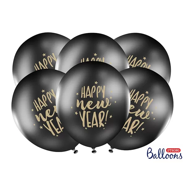 Lufi, fekete, 30cm, Happy New Year  5 db/cs