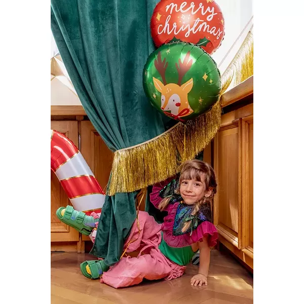 Lufi, fólia, Merry Christmas, gömb alakú, 45 cm