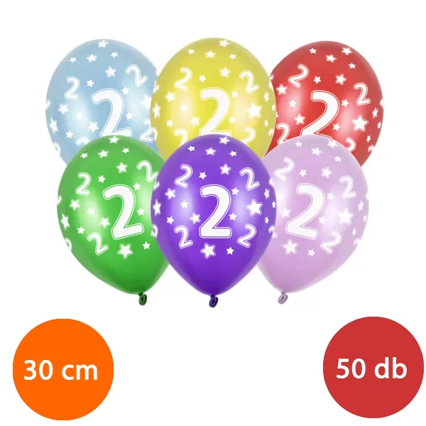 Lufi, nagy csomag, évszámos (2), metál,  50 db/cs/vegyes színekben