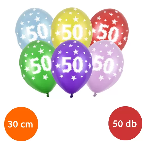 Lufi, nagy csomag, évszámos (50), metál,  50 db/cs/vegyes színekben