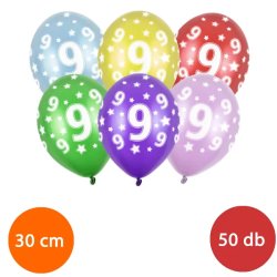 Lufi, nagy csomag, évszámos (9), metál,  50 db/cs/vegyes színekben