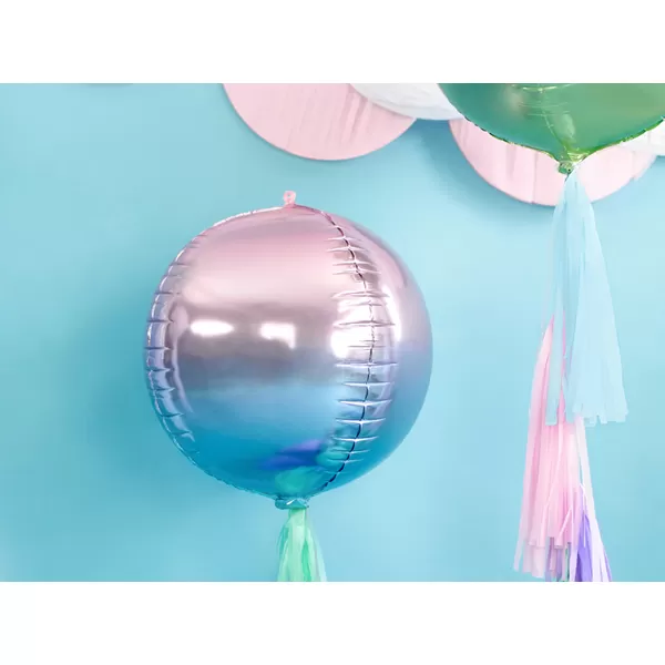 Ombre gömb metál fólia lufi, lila és kék, 35cm