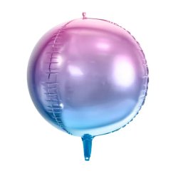 Ombre gömb metál fólia lufi, lila és kék, 35cm