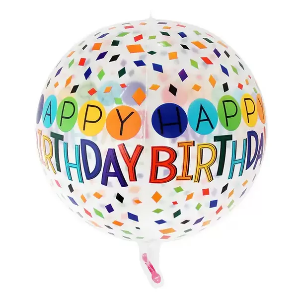 Orbz lufi Happy birthday konfettis mintával, 55 cm
