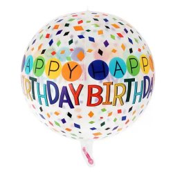 Orbz lufi Happy birthday konfettis mintával, 55 cm