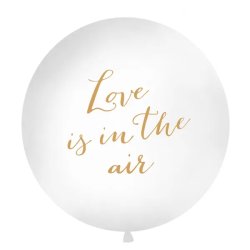 Óriás gumi lufi, fehér, 100 cm, gömb, Love is in the air