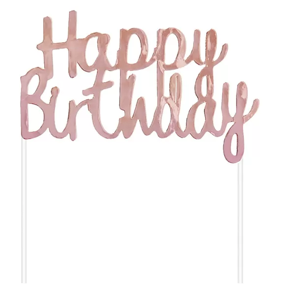 Papír dekoráció,  Happy Birthday, Rose-gold, 11 X 14cm