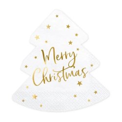 Papír szalvéta, karácsonyfa, Merry Christmas, 30x32cm