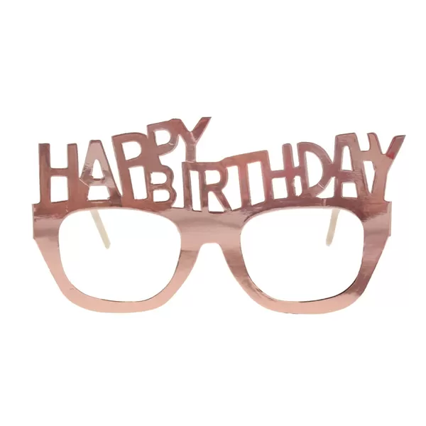 Papír szemüveg , rose gold, Happy Birthday 4 db/cs