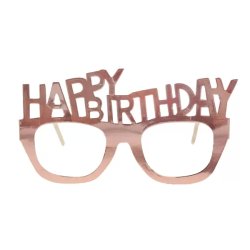 Papír szemüveg , rose gold, Happy Birthday 4 db/cs