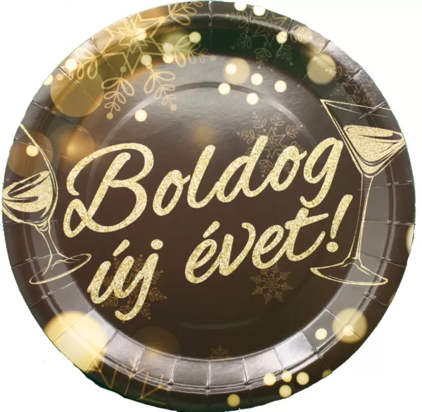 Papír tányér, Boldog új évet, 23 cm, 8 db/cs