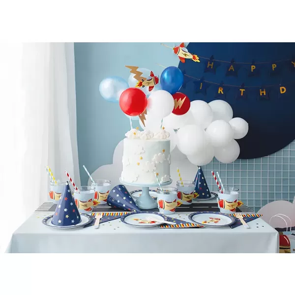 Party kalap, kék, csillagos, 16cm, 6 db/csomag