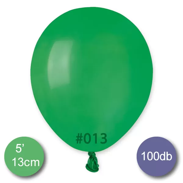Pasztel,  sötét zöld lufi, 100 db GÖMB, d13cm (A50/13)