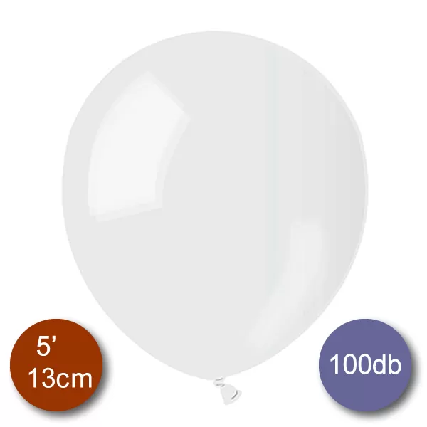 Pasztel, átlátszó lufi, 100 db GÖMB, d13cm