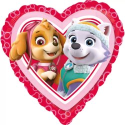 Paw Patrol Sky & Everest, szív alakú fólia lufi, 17
